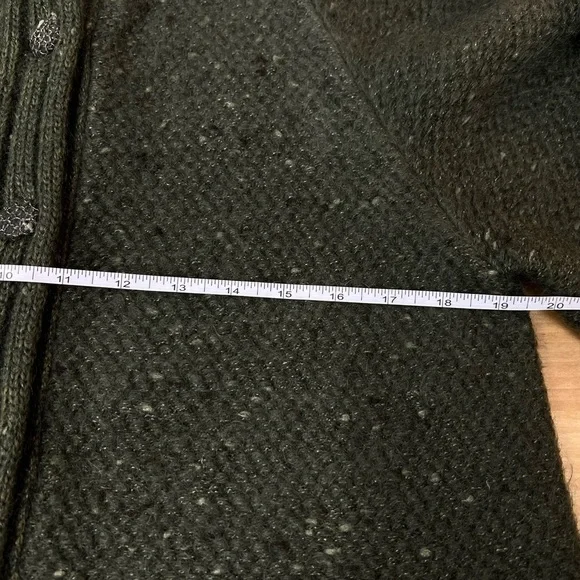 Rare 70s Luxury Nina Ricci West End Forest Green Mohair Scarf Long Sweater Coat - Picture 12 of 16